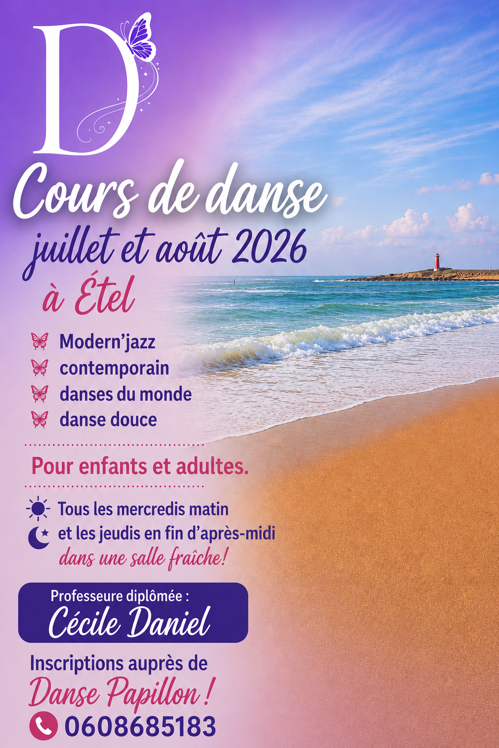 Cours d'été danse modern jazz contemporain enfant adulte à Etel